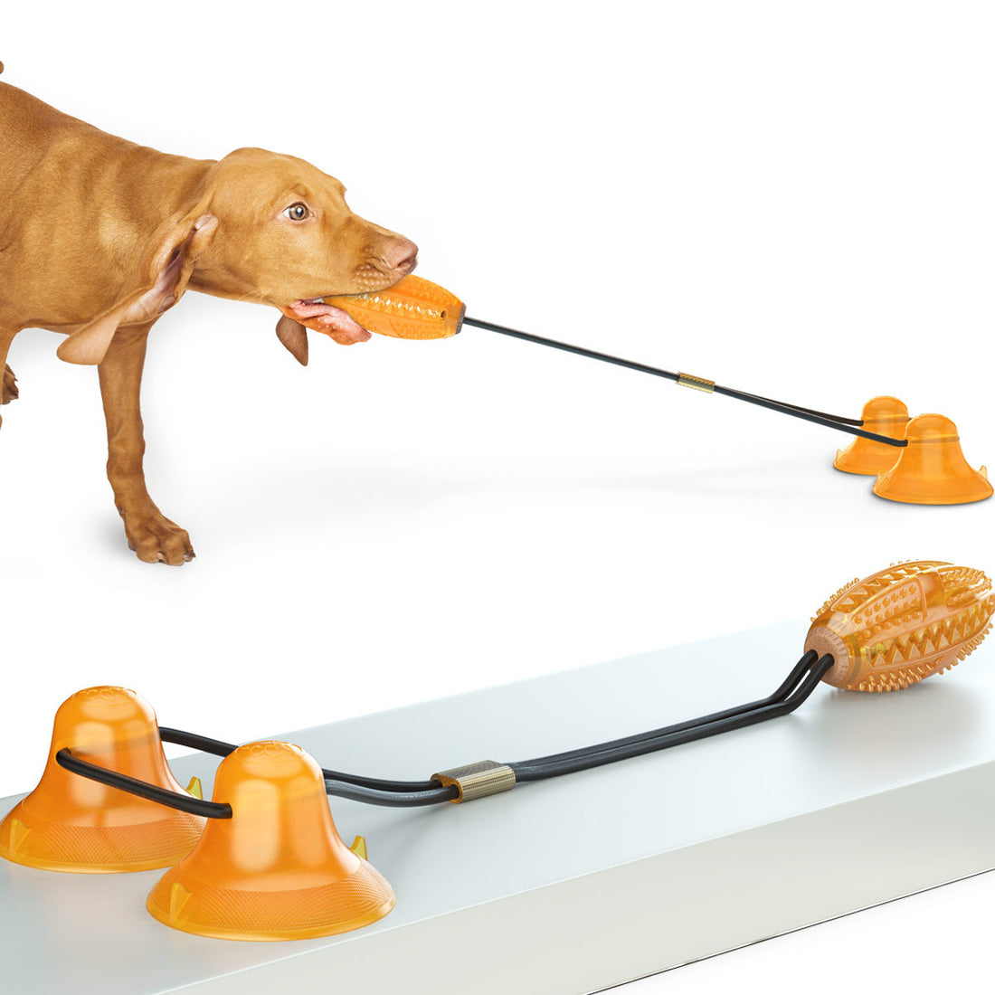 Multifunction Double Tug Rope Balls Sucker Toy