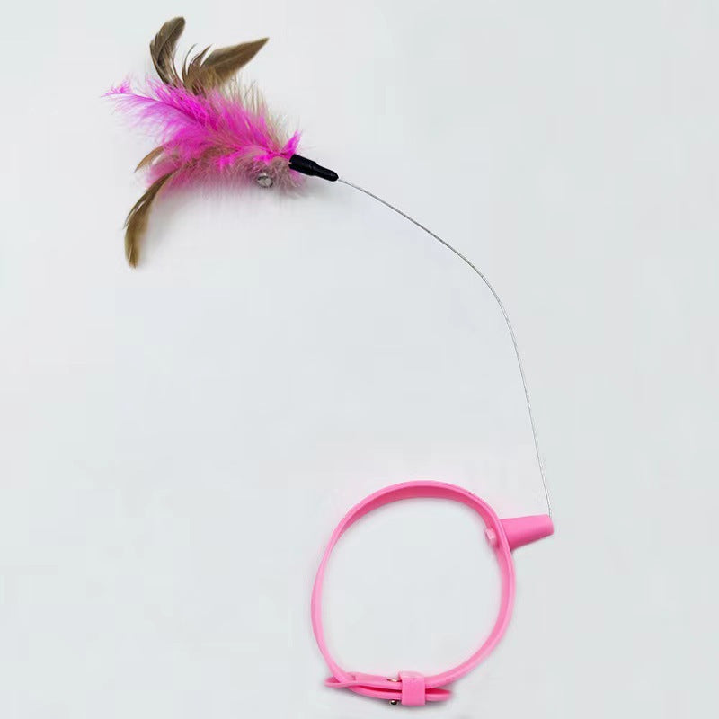 Cat Silicone Teasing Feather Collar Toy
