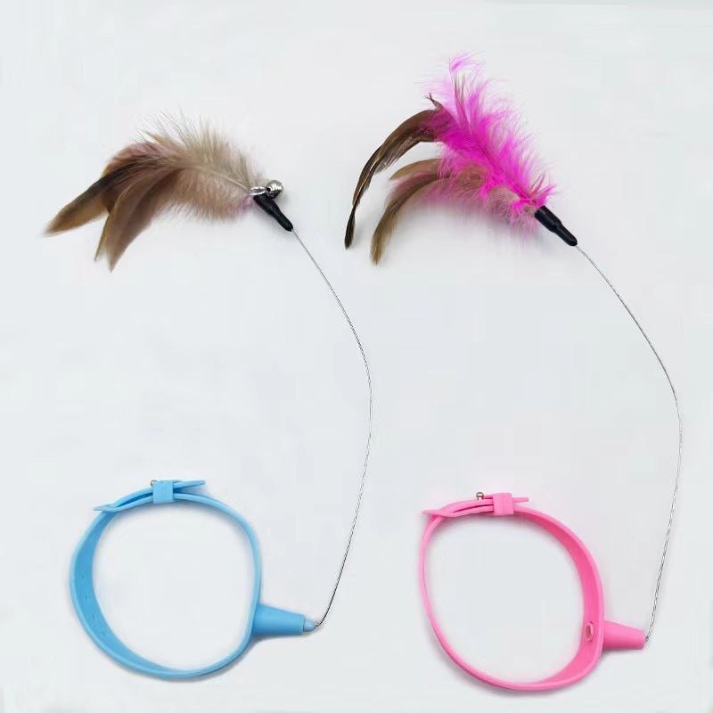 Cat Silicone Teasing Feather Collar Toy