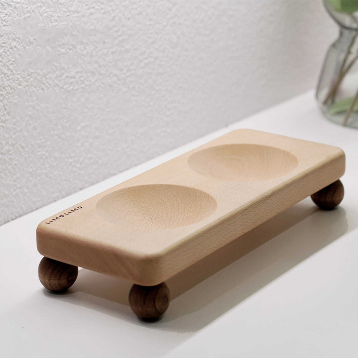 Solid Wood Cat Ceramic Feeding Bowl