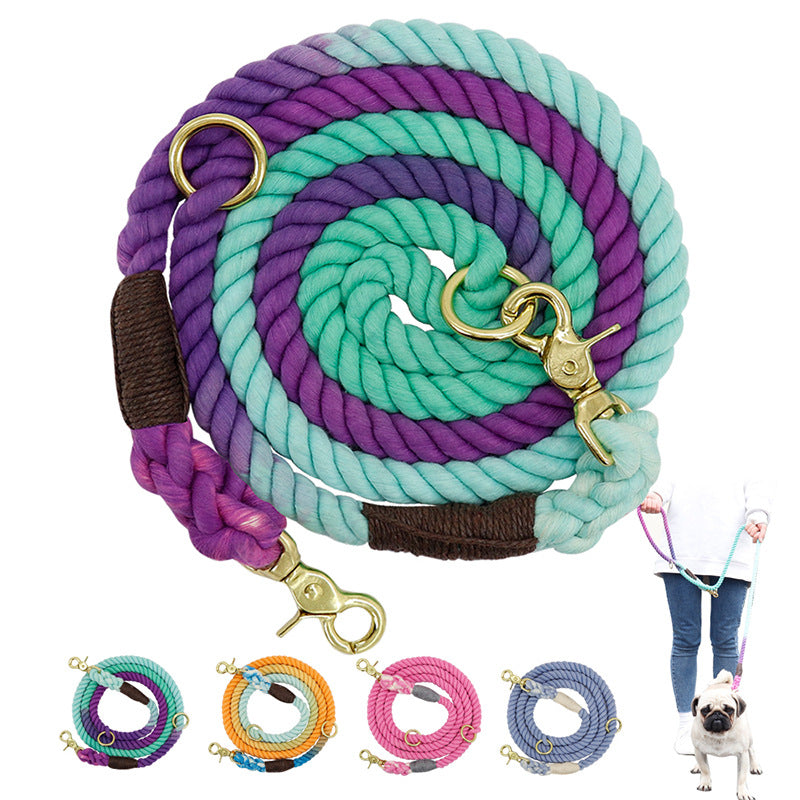 Multi-color cotton pet long dog leash