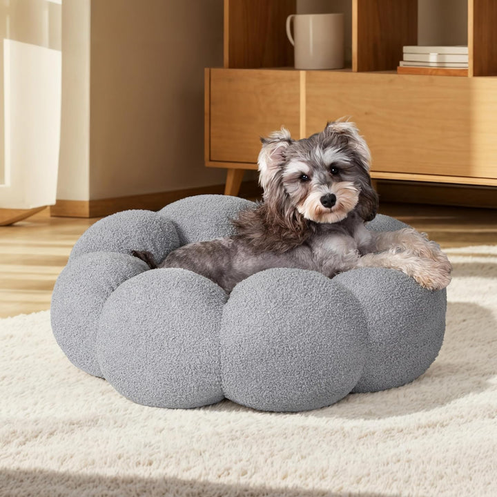 Calming Fluffy Flower Round Donut Pet Bed