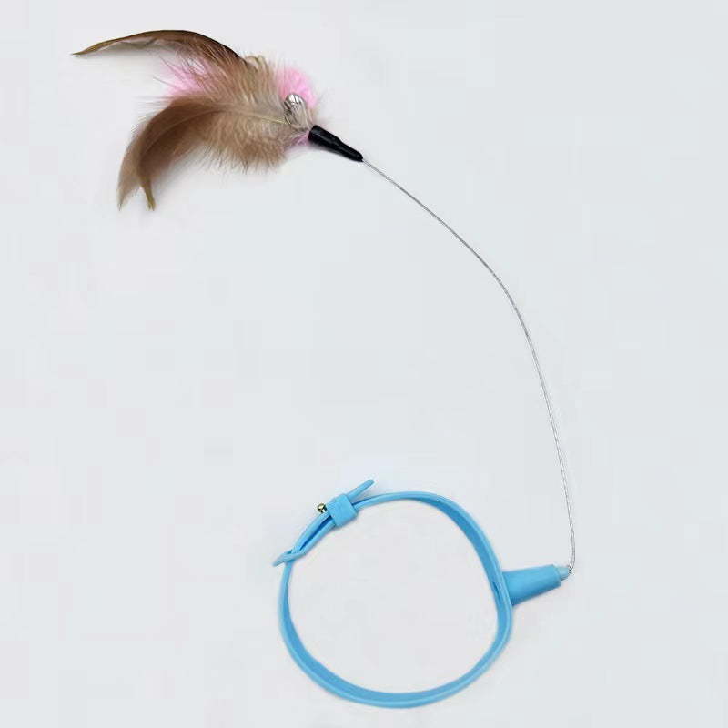 Cat Silicone Teasing Feather Collar Toy