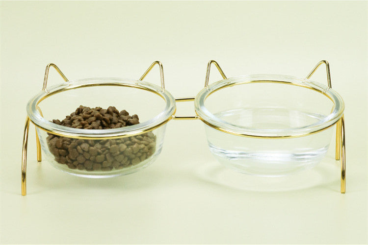 Glass Cat Bowl Drinking Dish Feeder