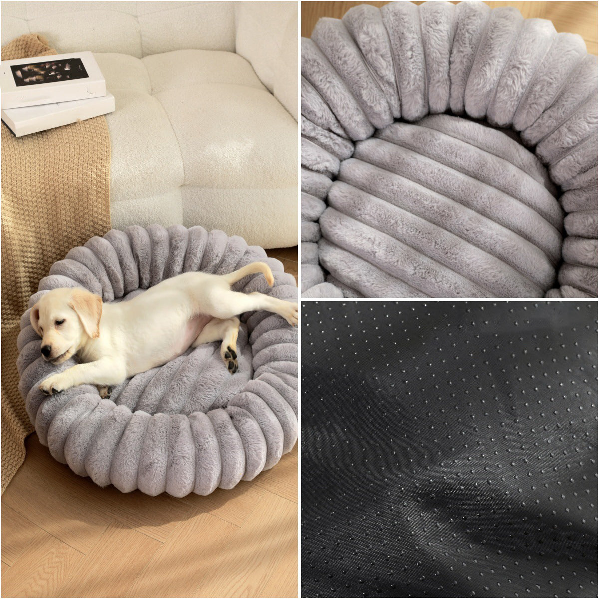 High Weight Pet Straight Rabbit Plush Round Bed